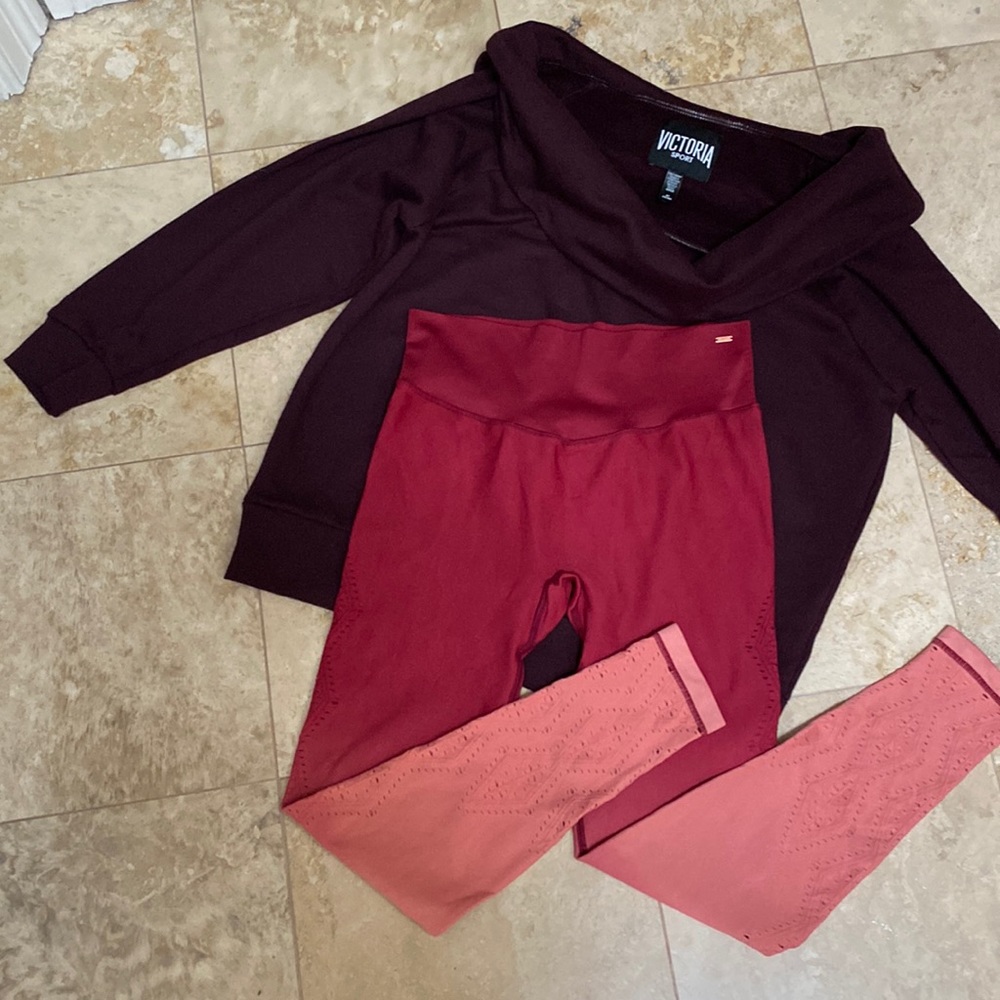 Victoria Sport Yoga Top. Size M Deep burgundy. - Picture 2 of 4